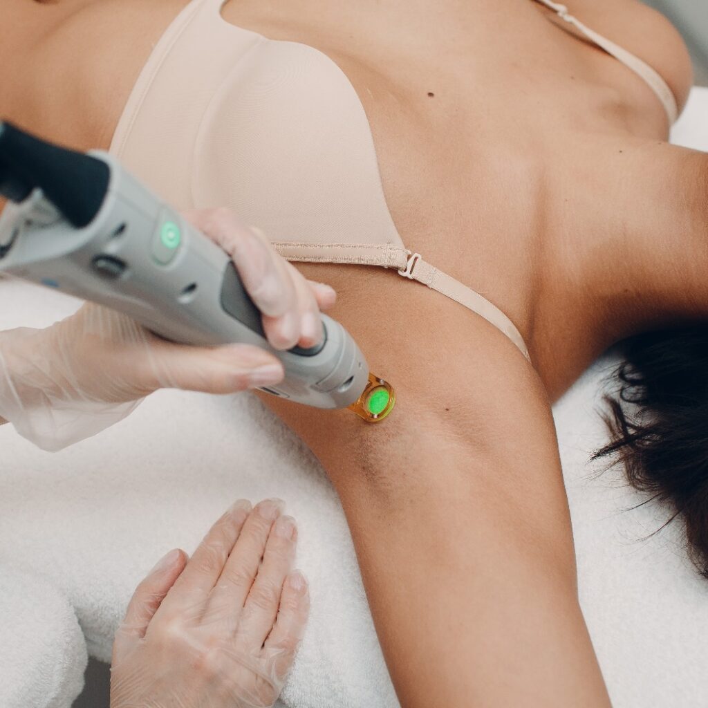 Laser epilation and cosmetology. Hair removal cosmetology procedure. Laser epilation and cosmetology. Cosmetology and SPA concept.